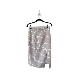L'ATISTE Geometric Printed Pencil Skirt Cream White Sz M